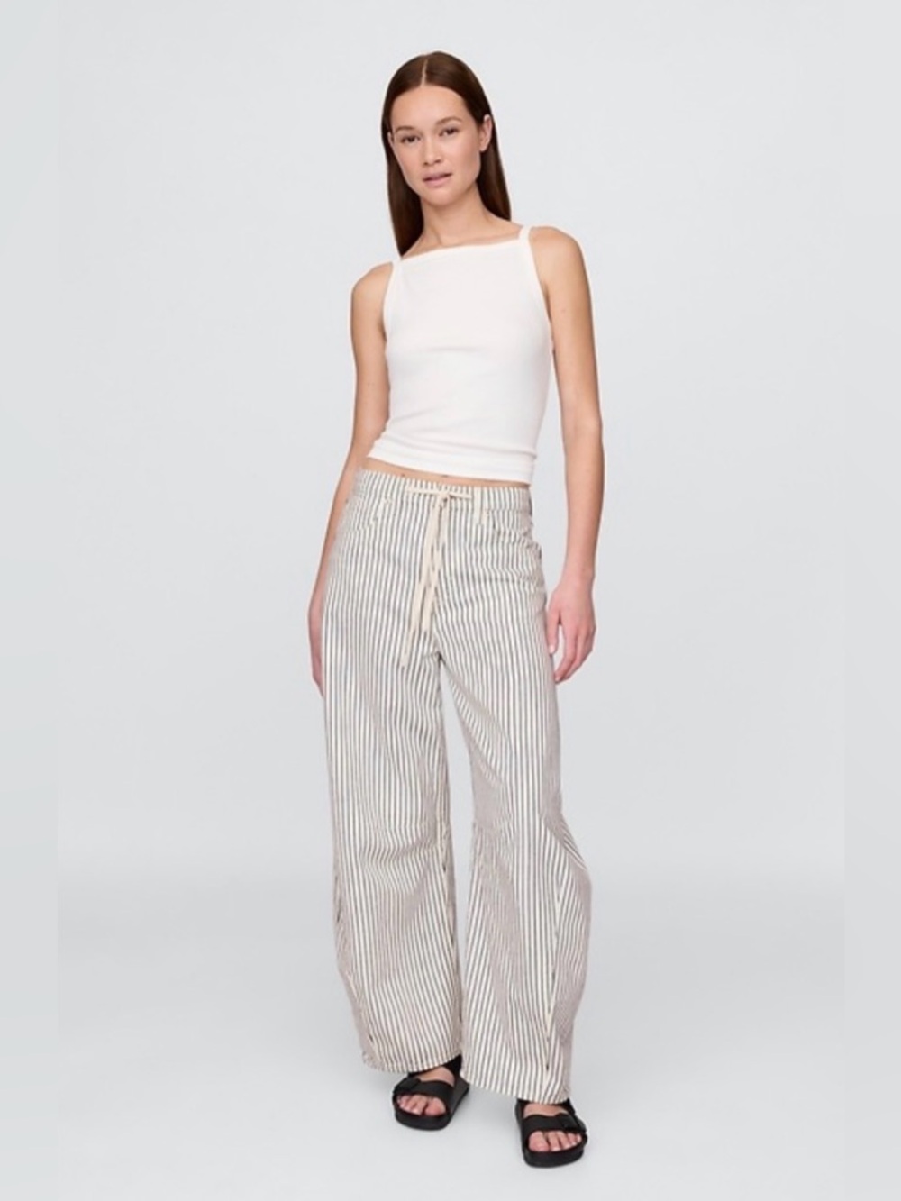 GAP Striped Horseshoe High Rise Ballon Cotton Pants